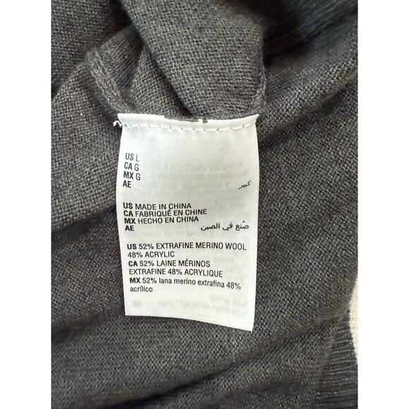 Alfani Pullover Sweater Mens L V-Neck LS Extra Fine Merino Wool Blend Gray EUC - Picture 5 of 6